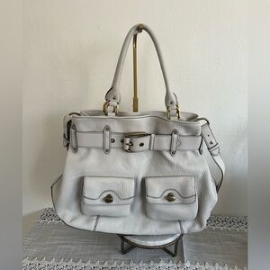 Cole Haan Pebbled Leather Belted Turn Lock Satchel